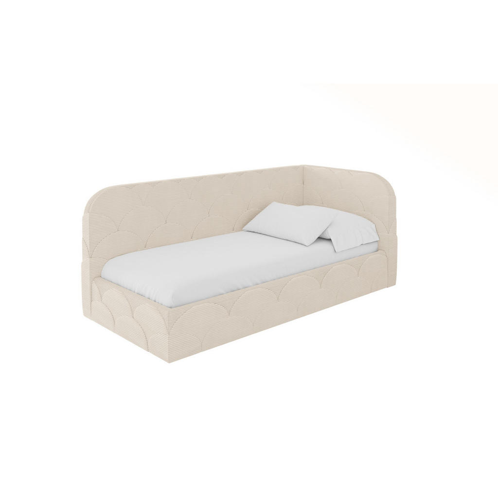 ALTDECOR JEDNOLŮŽKOVÁ POSTEL pro mládež s úložným prostorem a matrací H3/H4, vlevo - ELRY 100x200 béžová