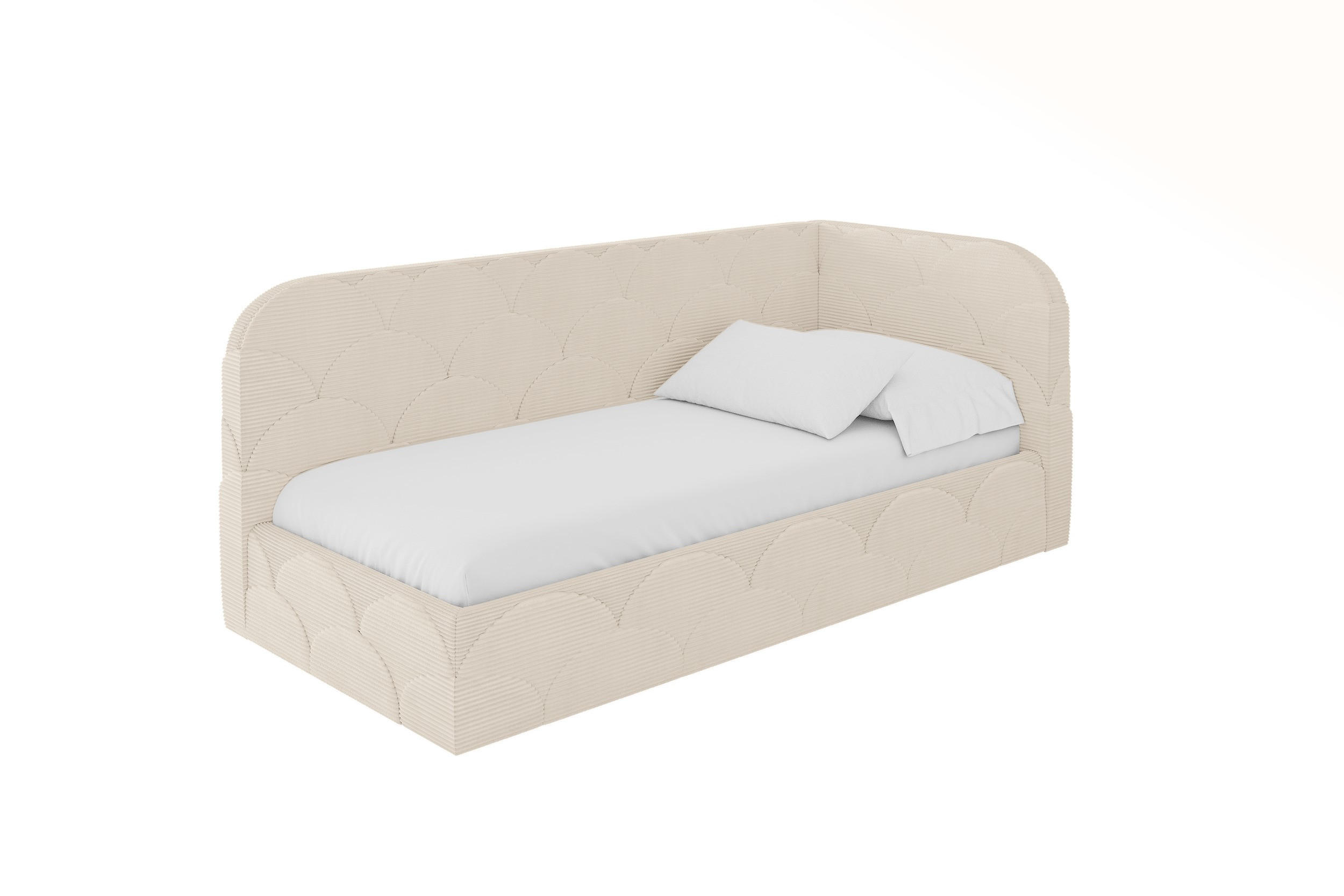 EINZELLBETT Jugendbett mit Bettkasten und Matratze H3/H4, Links - ELRY 90x200 Beige - Creme, Holzwerkstoff/Textil (90/200cm) - ALTDECOR