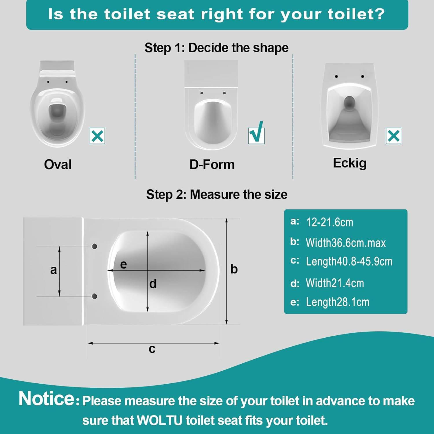 TOILETTENDECKEL WC Sitz mit Absenkautomatik, D-Form - Weiß, Kunststoff (36/2.51/44cm) - Woltu