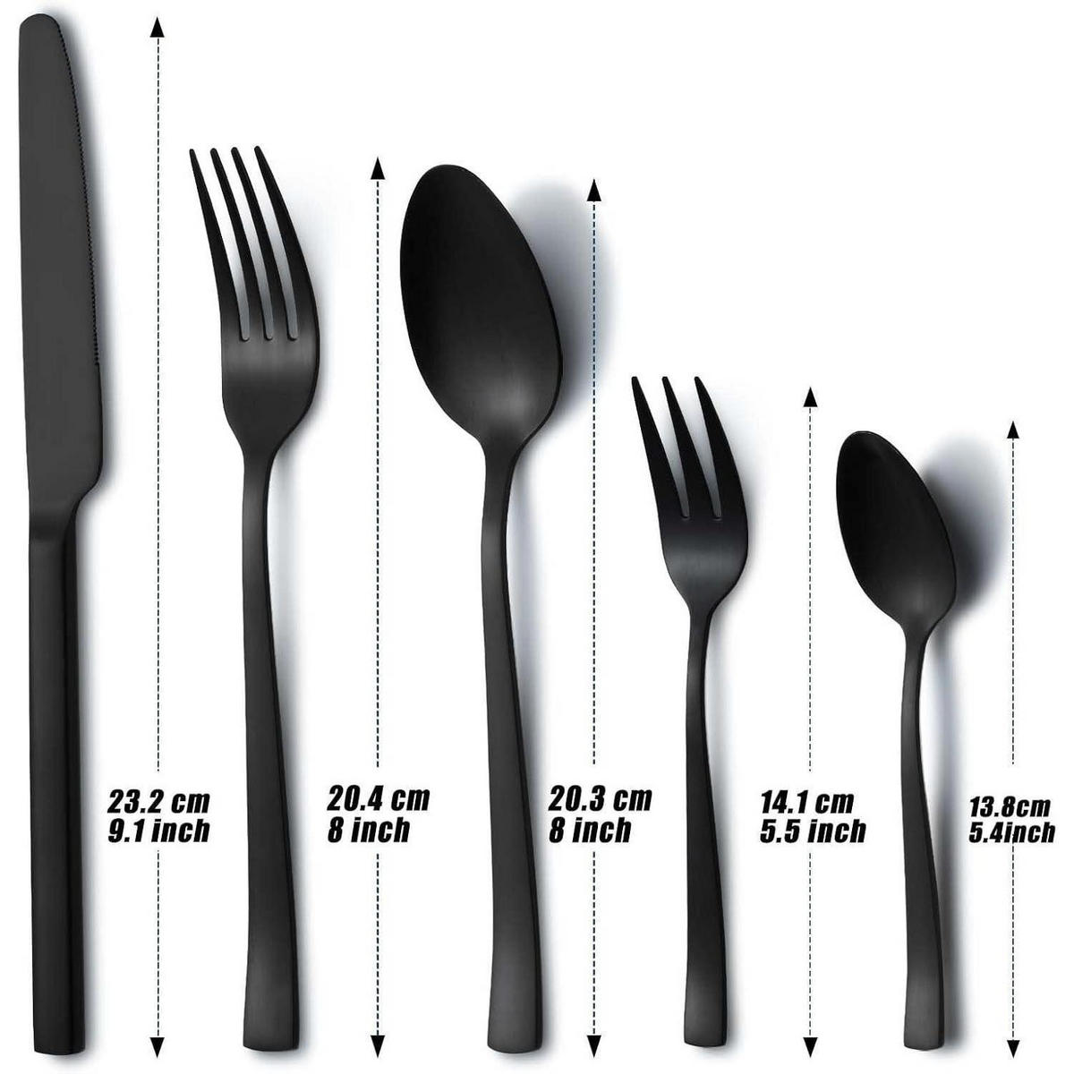 BESTECKSET 30-teilig Schwarz Edelstahl 6 Personen - Schwarz, Metall