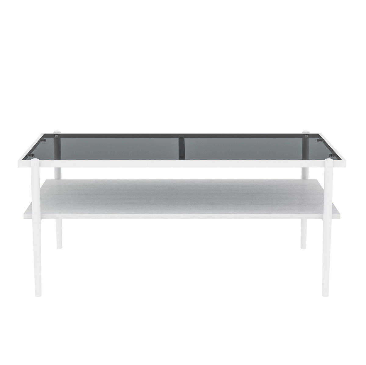 COUCHTISCH aus MDF und Glas in 97.5x61.5x45 cm Weiß mit Stauraum - Weiß, Glas (97.5/61.5/45cm) - Modfu