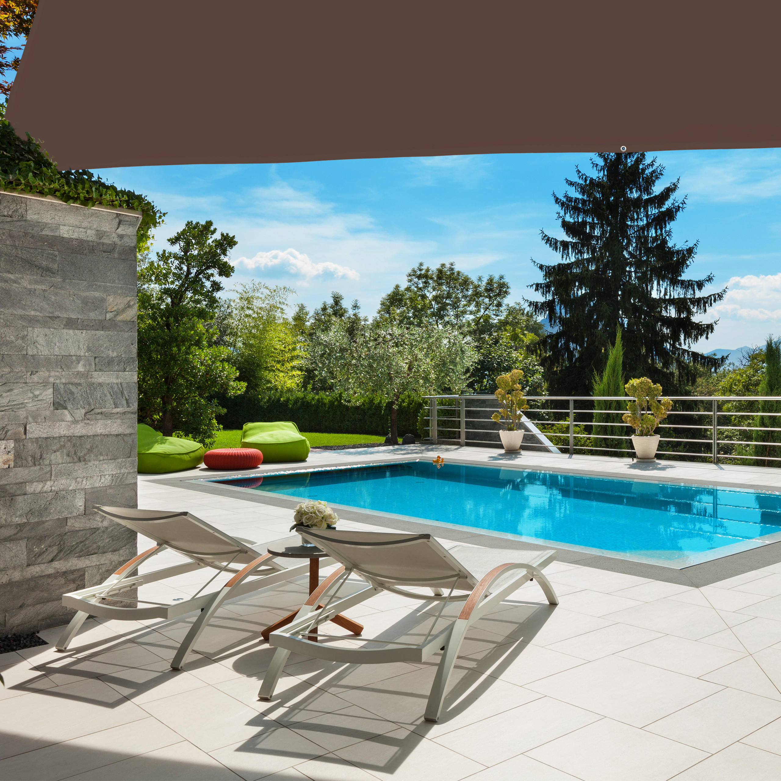 SONNENSEGEL - Braun, Textil/Metall (550/400cm) - Relaxdays