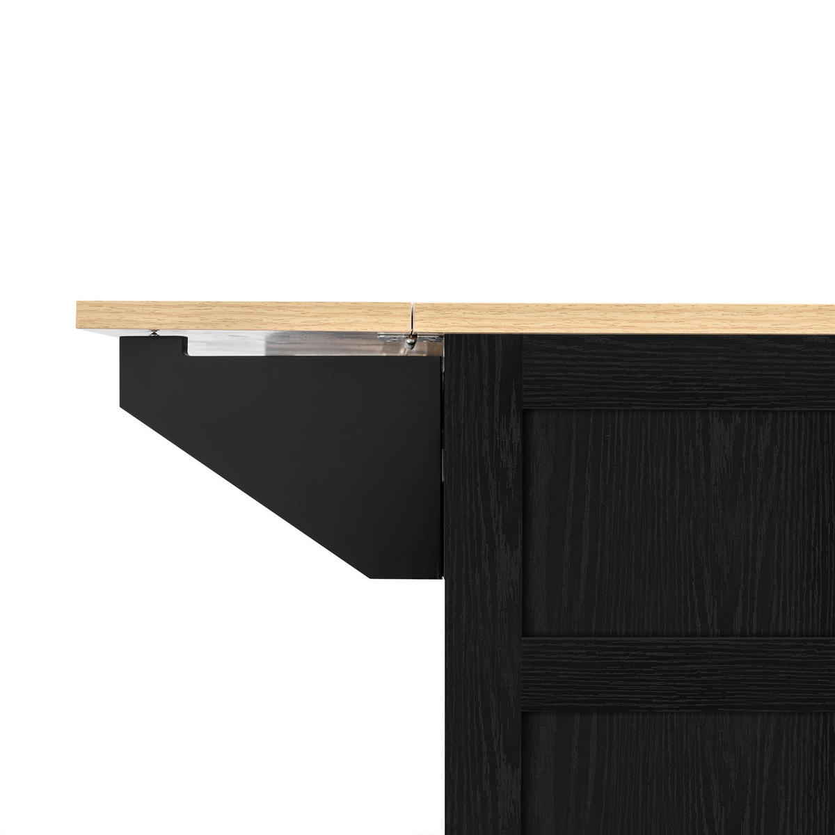KÜCHENINSEL aus MDF 120x40-80x92 cm Schwarz/Natur mit Rollen & Steckdosen - Schwarz, Holzwerkstoff (120/92/80cm) - Modfu