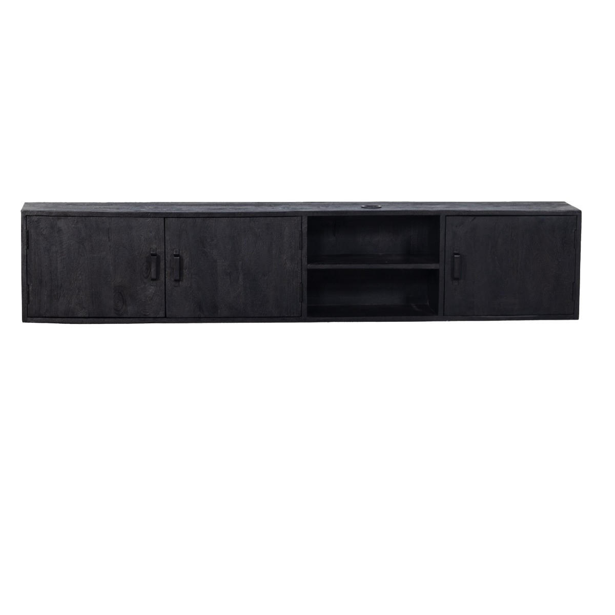 TV-MÖBEL Schwebend aus Mangoholz 200cm, schwarz - Schwarz, Metall (200/40/30cm) - Giga Meubel