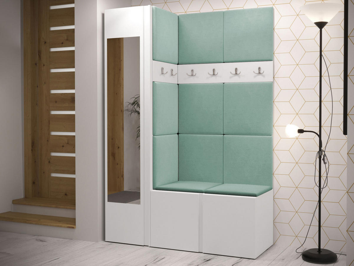 GARDEROBEN-SET Orion X - Weiß/Mintgrün, Holzwerkstoff/Kunststoff (124/186/46cm) - MIRJAN24