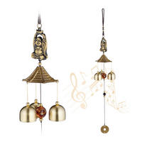 WINDSPIEL Gold Schwarz Rot 2er-Set Buddha - Goldfarben, Kunststoff/Metall (7.5/7.5/45cm) - Relaxdays
