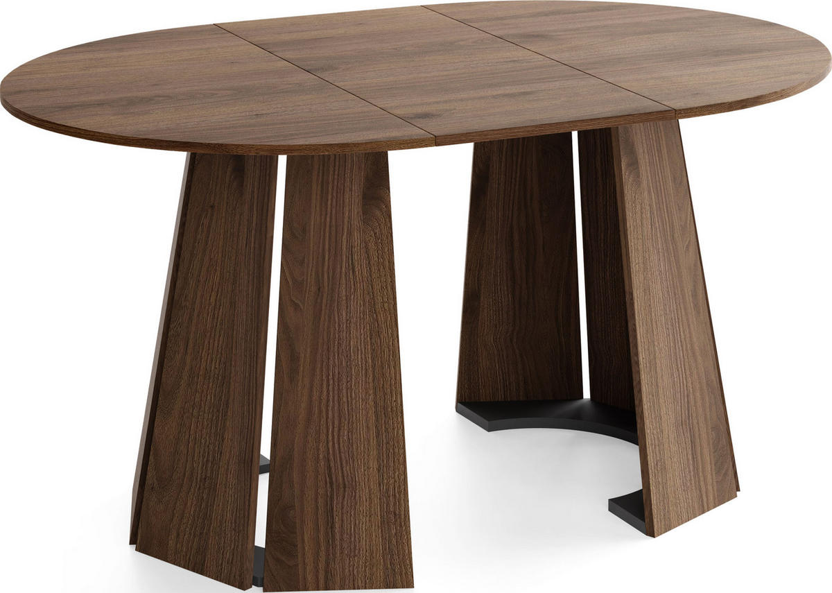 ESSTISCH Lunda rund ausziehbar verlängerbar, Wallnuss Dunkelbraun 100-140/100/76 cm - Nussbaumfarben/Schwarz, Holzwerkstoff (100/100/76cm) - WFL GROUP