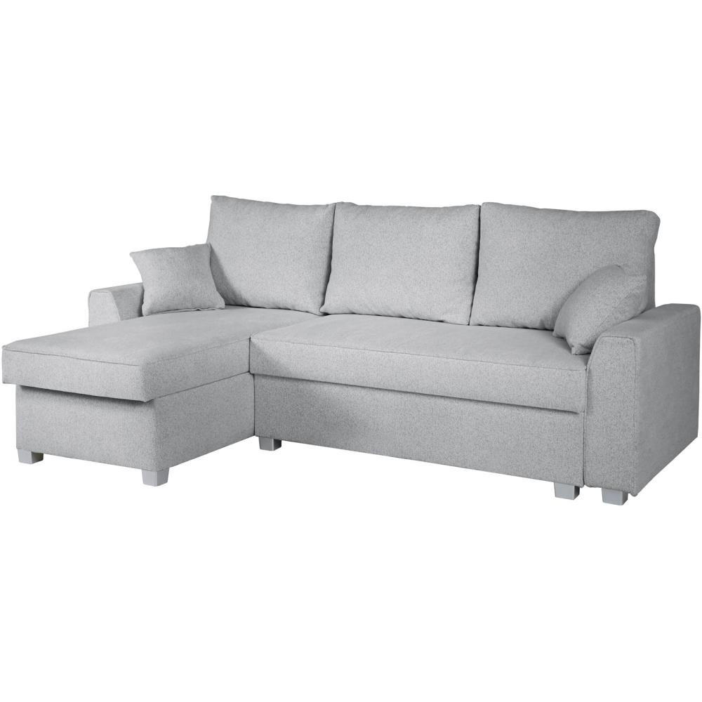 ECKSCHLAFSOFA Teramo hellgrau - Hellgrau/Schwarz, Kunststoff/Textil (235/150cm) - Beautysofa