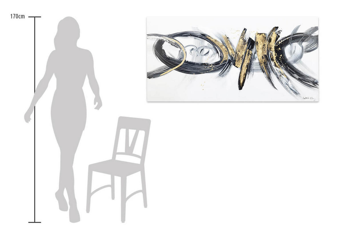 ACRYLBILD HANDGEMALT 120/60 cm - Schwarz/Grau, Holz/Textil (120/60cm) - KUNSTLOFT