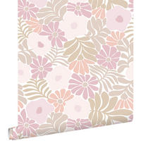 TAPETE Blumen im Matisse-Stil 53 cm x 10.05 m - Pink, Papier (53/1000cm) - ESTAhome