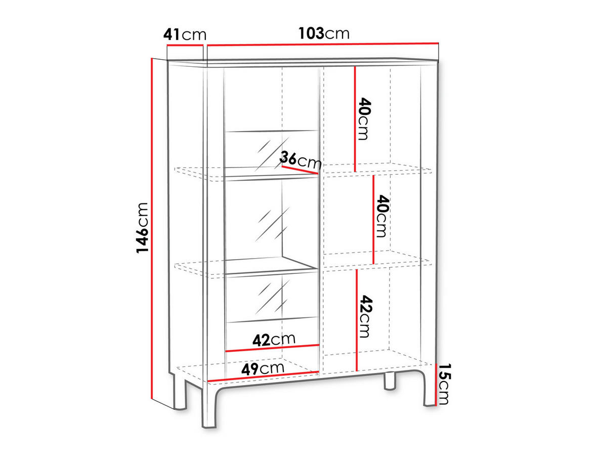 VITRINE Marbella 03 - Kaschmir, Holzwerkstoff (103/146/41cm) - MIRJAN24