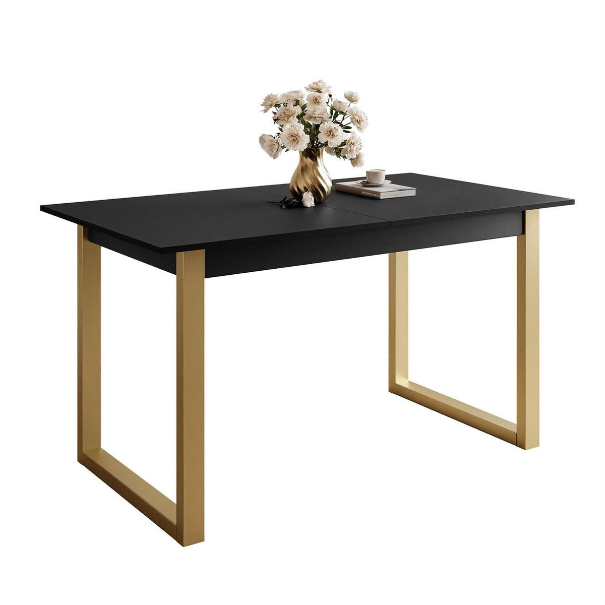 ESSTISCH ARTON GOLD II 140-195 cm für 6-8 Personen - Goldfarben/Schwarz, Holzwerkstoff/Metall (140/80/77cm) - Lookway