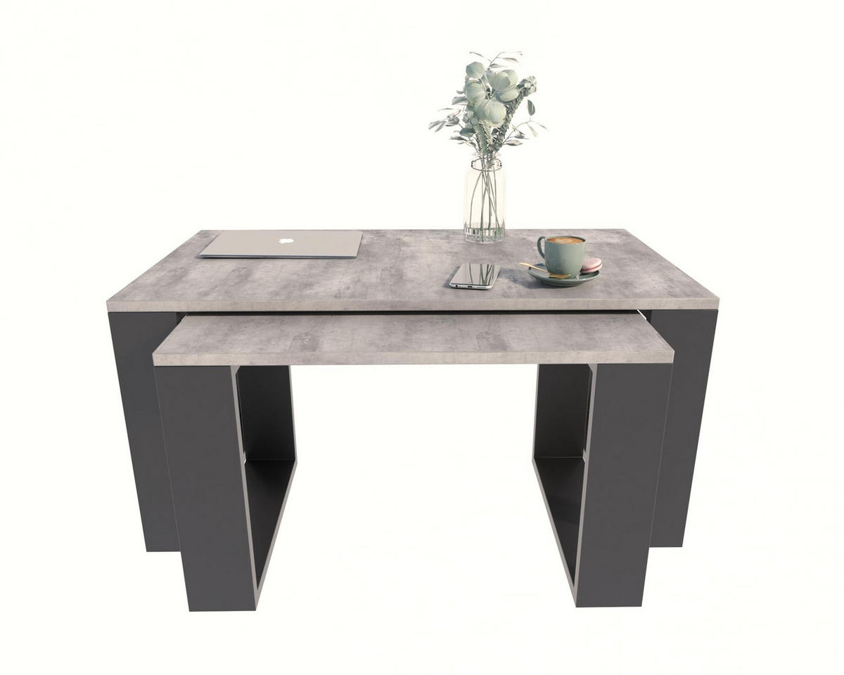 COUCHTISCH WESTA Beton 2er-Set - Grau, Holzwerkstoff (50/100/47.8cm) - Matkam Möbel