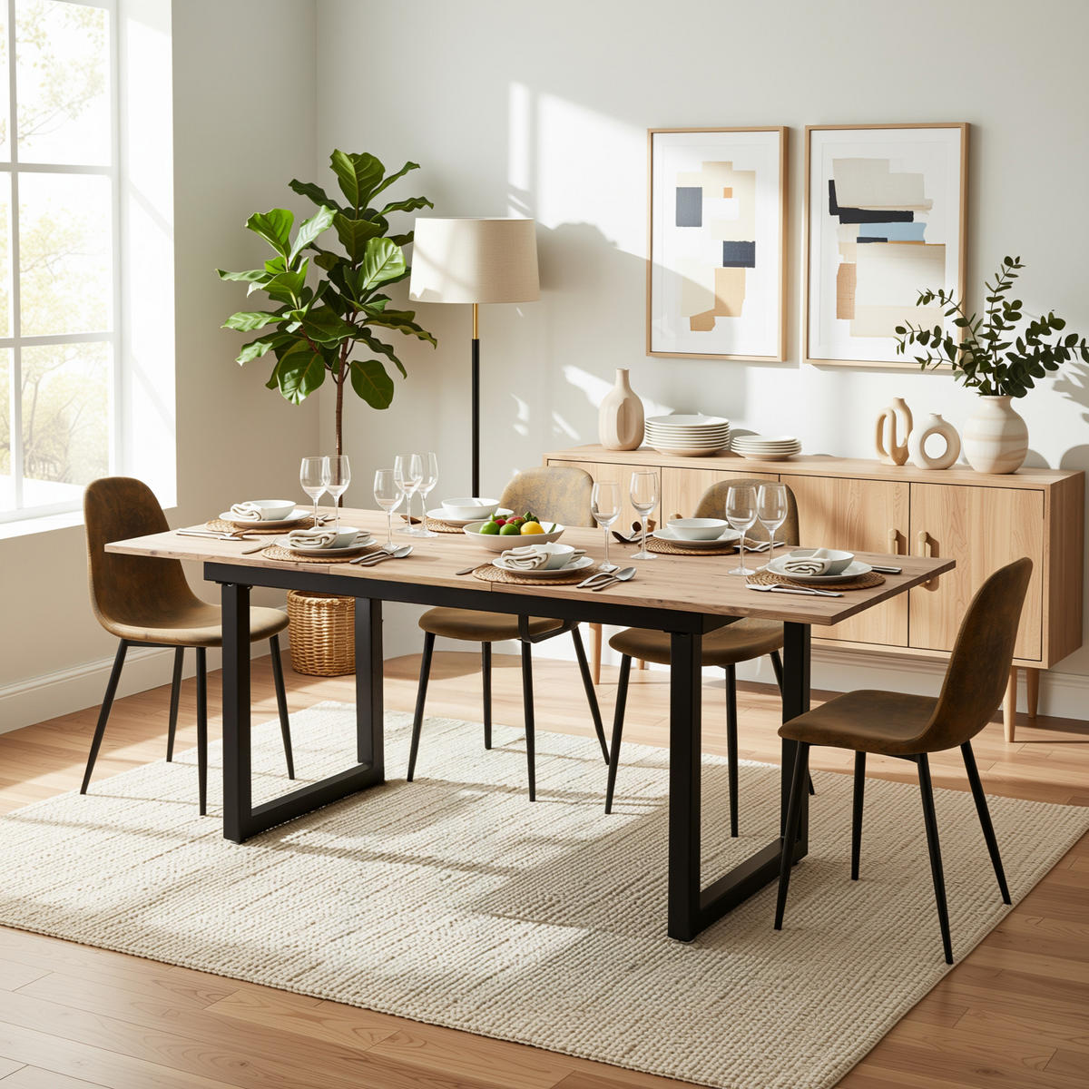 JEDÁLENSKÝ STÔL Erweiterbarer duboptik schwarz - biela, kov/drevo (180/80/75cm) - Urban Meuble