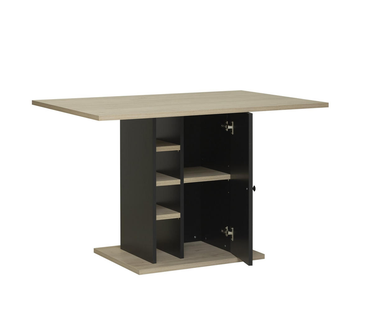 RECHTECKIGER Esstisch mit Aufbewahrung Oxford - Französische Herstellung - 80/120/75 cm - Schwarz, Holzwerkstoff (80/120/75cm) - Calicosy