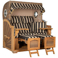 STRANDKORB XXL Düne Grande Teak Banana - Braun/Grau, Metall (142/170/95cm) - Mr. Deko