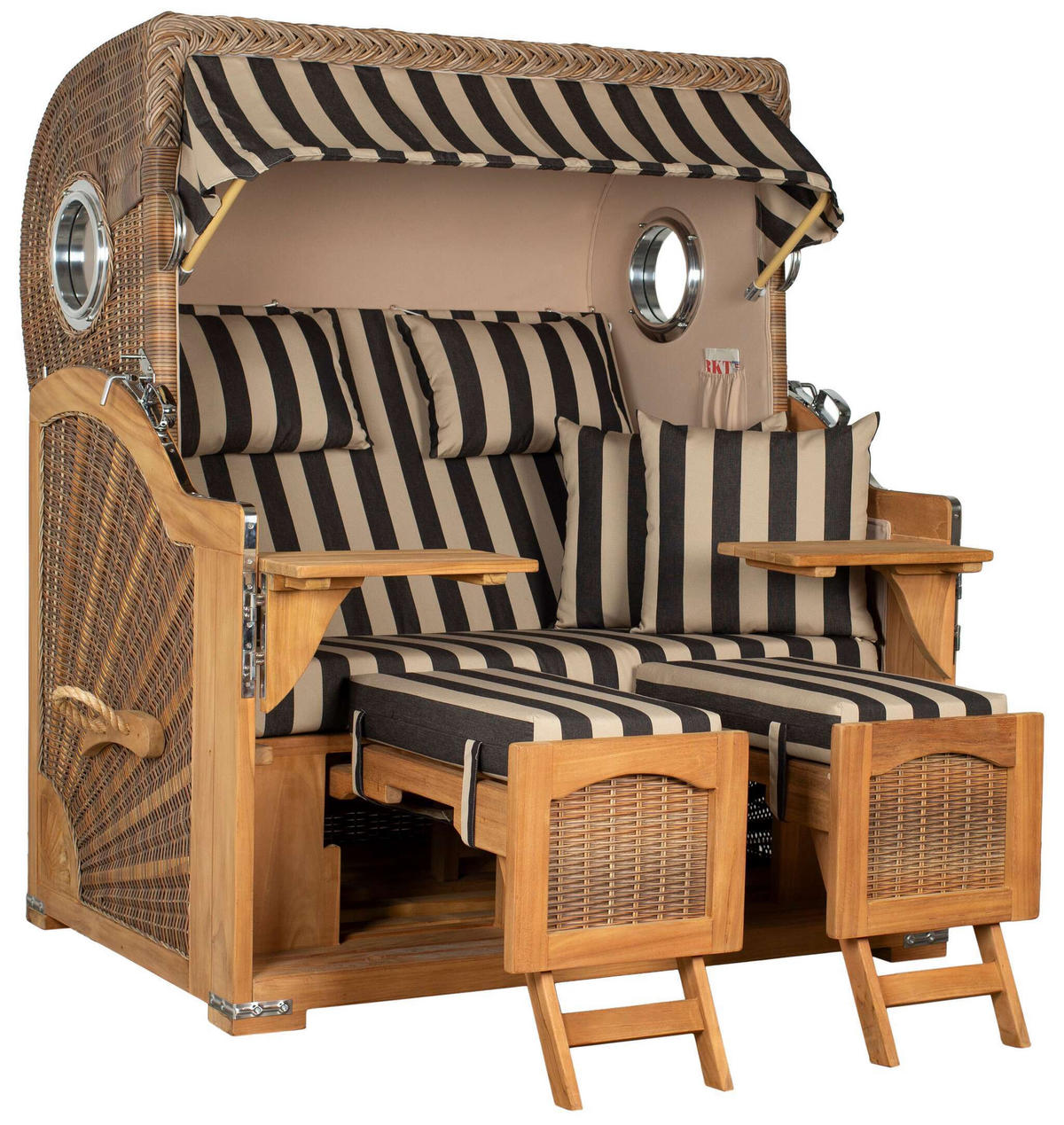 STRANDKORB XXL Düne Grande Teak Banana - Braun/Grau, Metall (142/170/95cm) - Mr. Deko