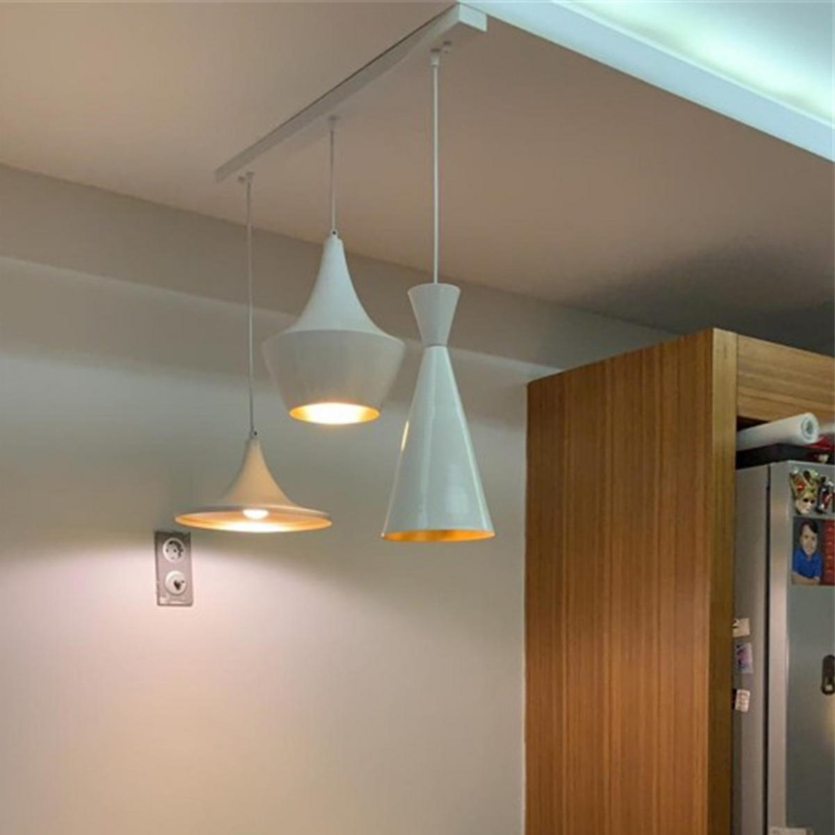 PENDELLEUCHTE Vintage 115/120 cm - Goldfarben/Weiß, Metall (115/120cm) - Bamyum
