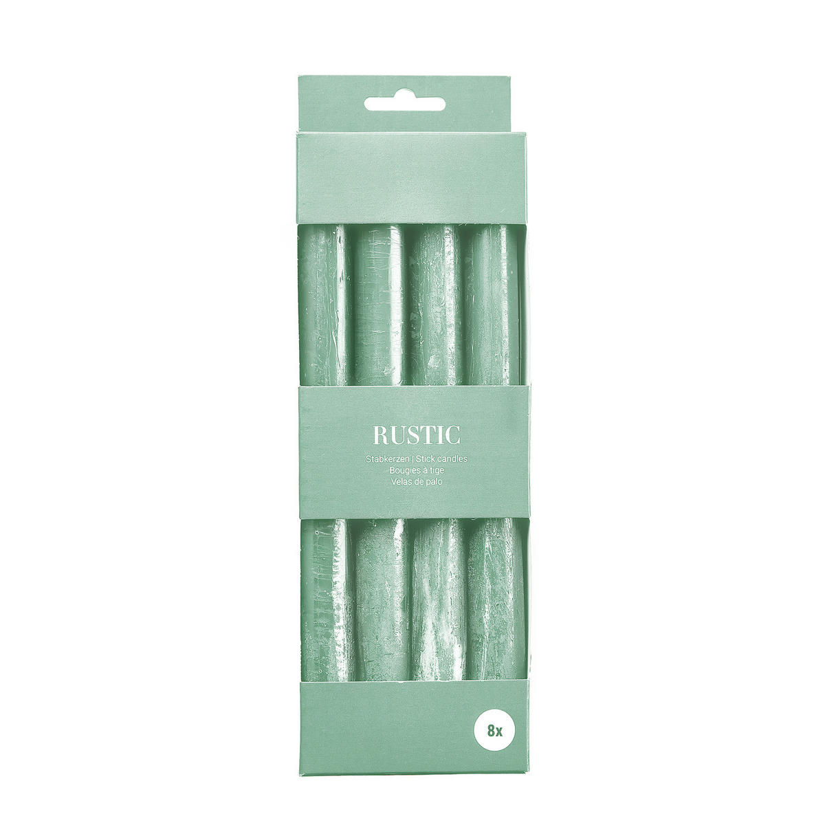 STABKERZE (8er-Set) Rustic - Mintgrün, Paraffin (2.2/24/2.2cm) - Butlers