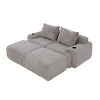 SOFA Modulares 200/174/80 cm in Hellgrau mit Cupholder und Seitentasche - Hellgrau, Textil (174/80/200cm) - Flora Grace