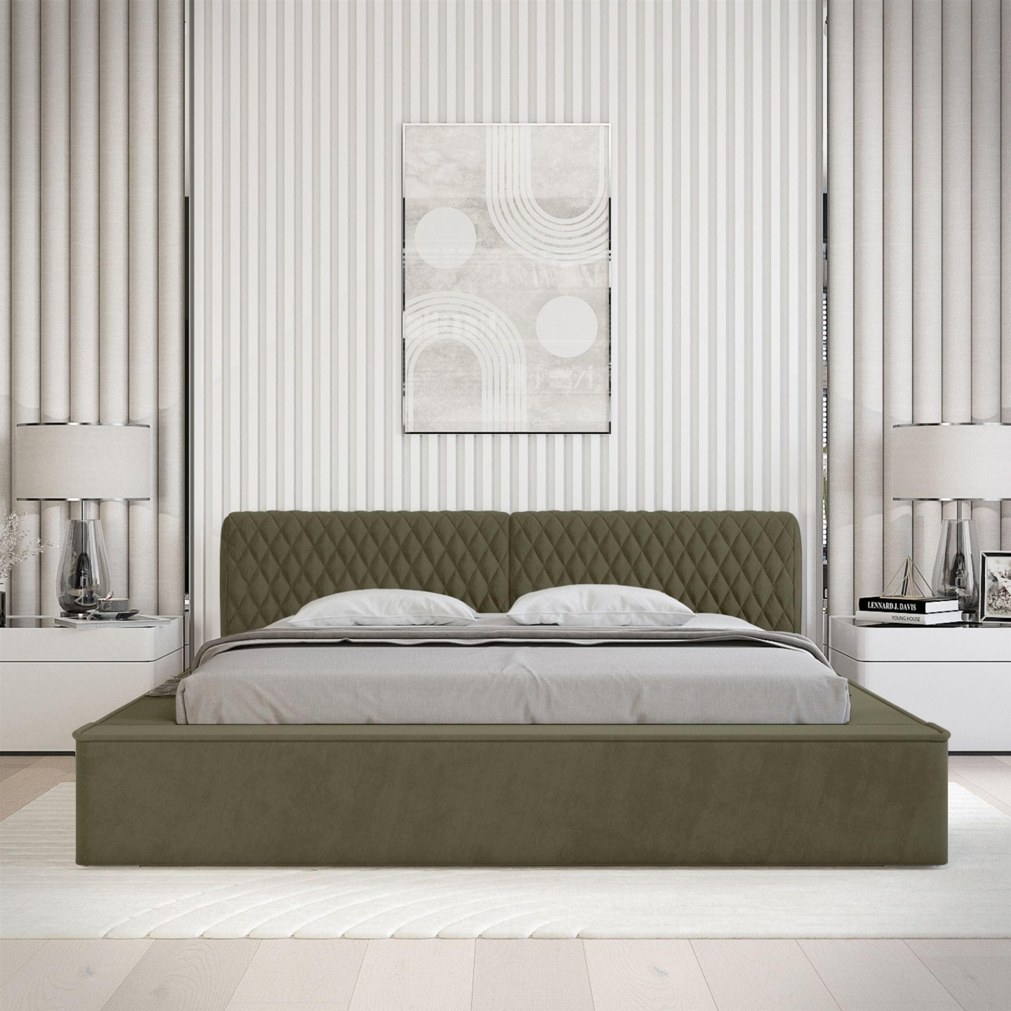 Thumbnail - Fun Möbel Polsterbett, Grün, Textil, 160x200 cm, Schlafzimmer, Betten, Polsterbetten