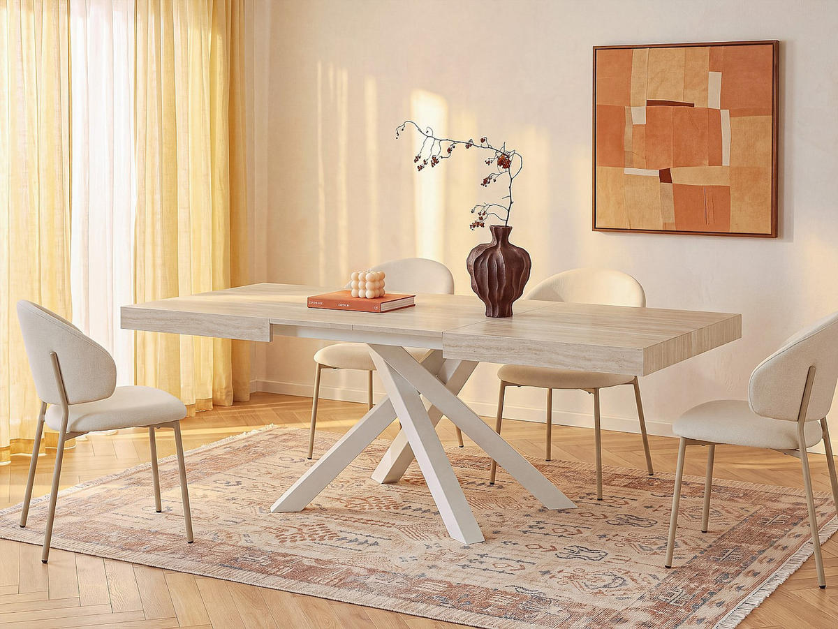 ESSTISCH - 6 Personen, 8 Personen, 10 Personen - holz - beige Catonav - Beige, Holz/Metall (90/160/75cm) - Vente-Unique