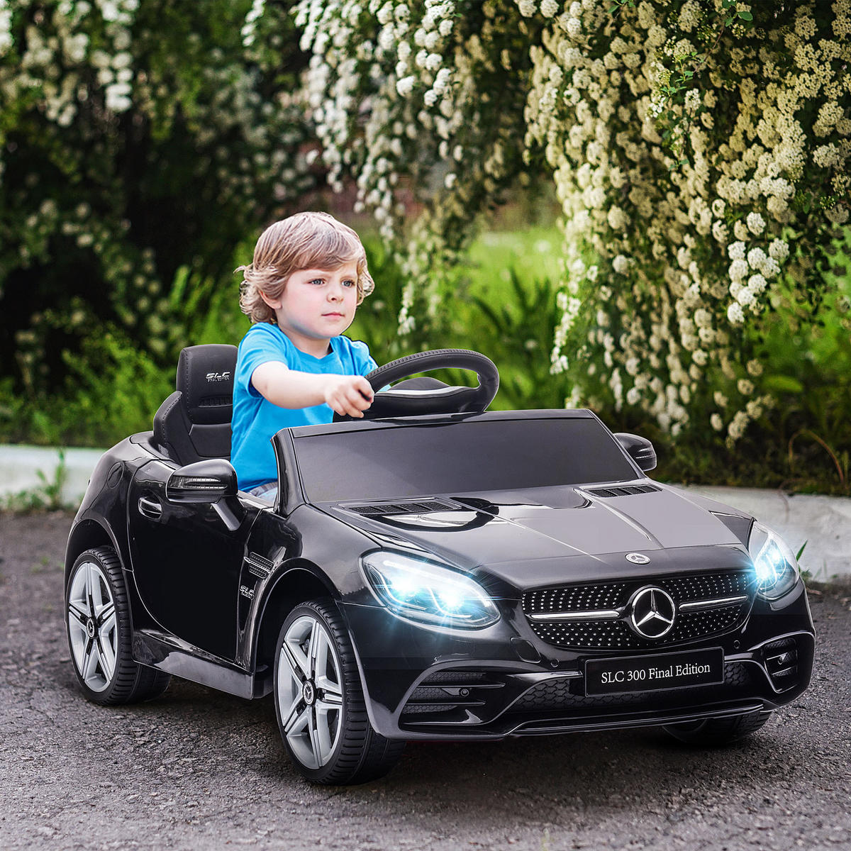 KINDER ELEKTROAUTO, Schwarz/Rot/Weiß, Kunststoff+ Metall - Schwarz, Metall (107/62.5/44cm) - AIYAPLAY