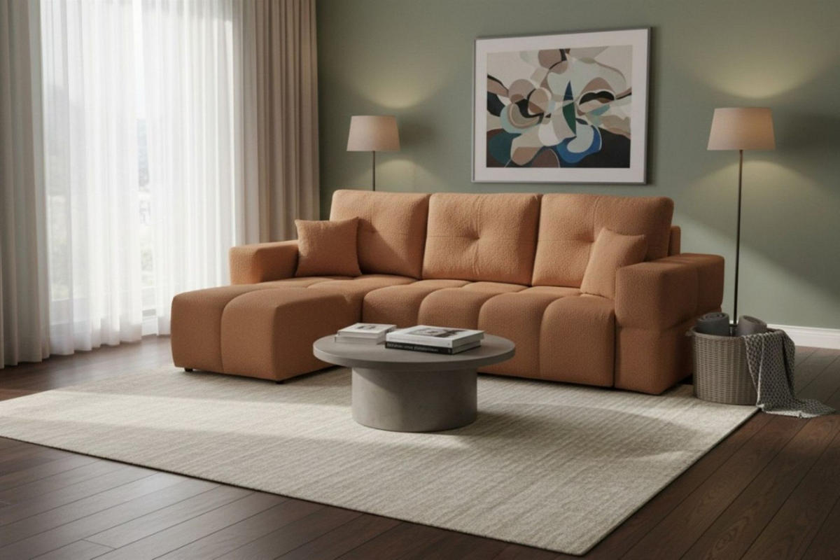 ECKSOFA Denise Mit Schlaffunktion - Rotbraun, Holzwerkstoff/Textil (250/148cm) - Fun Möbel