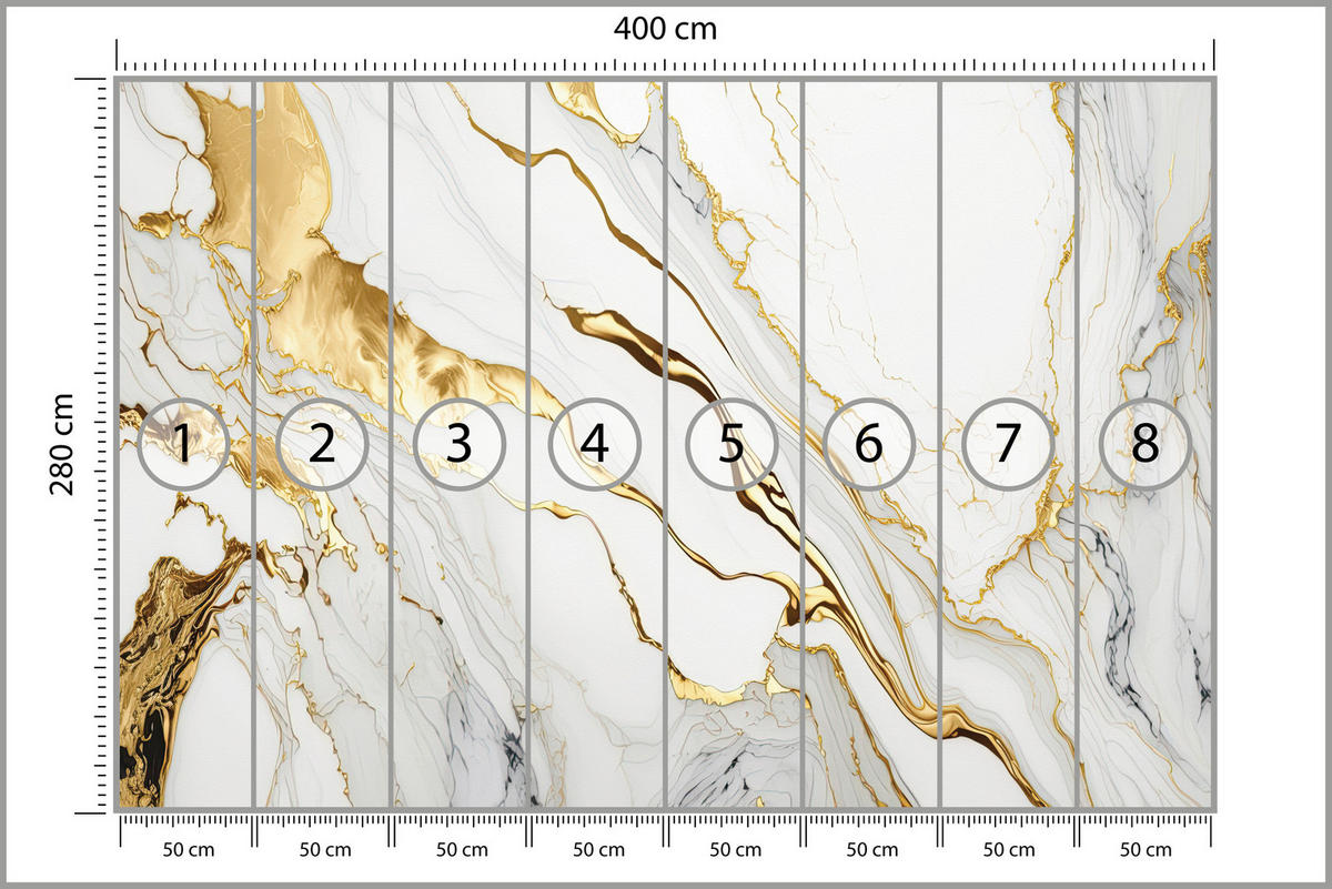 FOTOTAPETE für Wohnzimmer Marmor Abstraktion Glamour Beige Modern 400x280 - Gelb/Beige, Papier (400/280cm) - Muralo