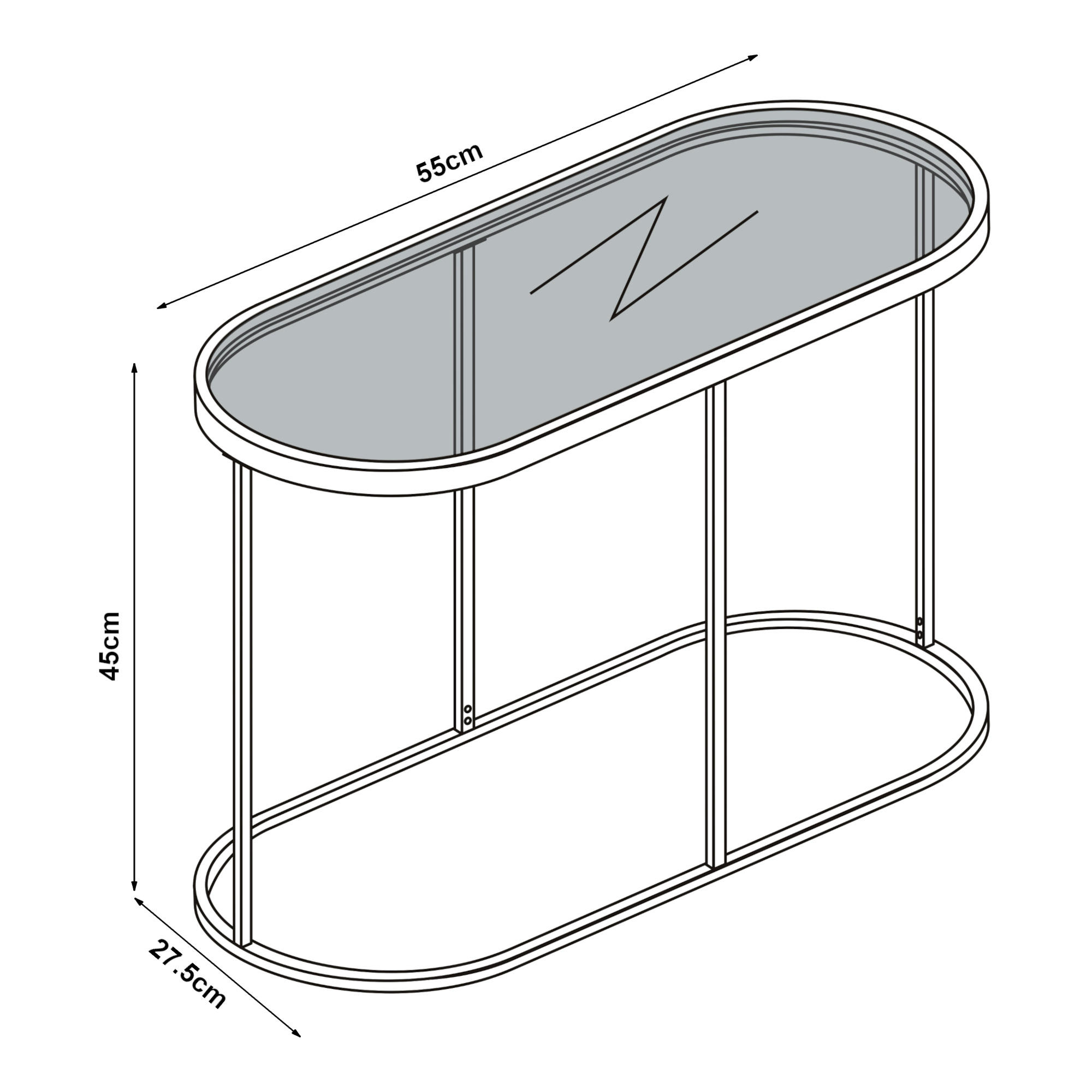 BEISTELLTISCH Luleå - Schwarz, Glas/Metall (27.5/55/45cm) - [en.casa]