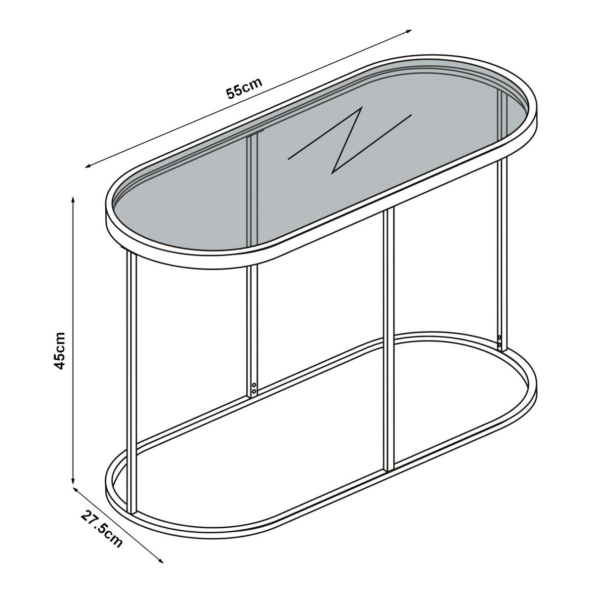 BEISTELLTISCH Luleå - Schwarz, Glas/Metall (27.5/55/45cm) - [en.casa]