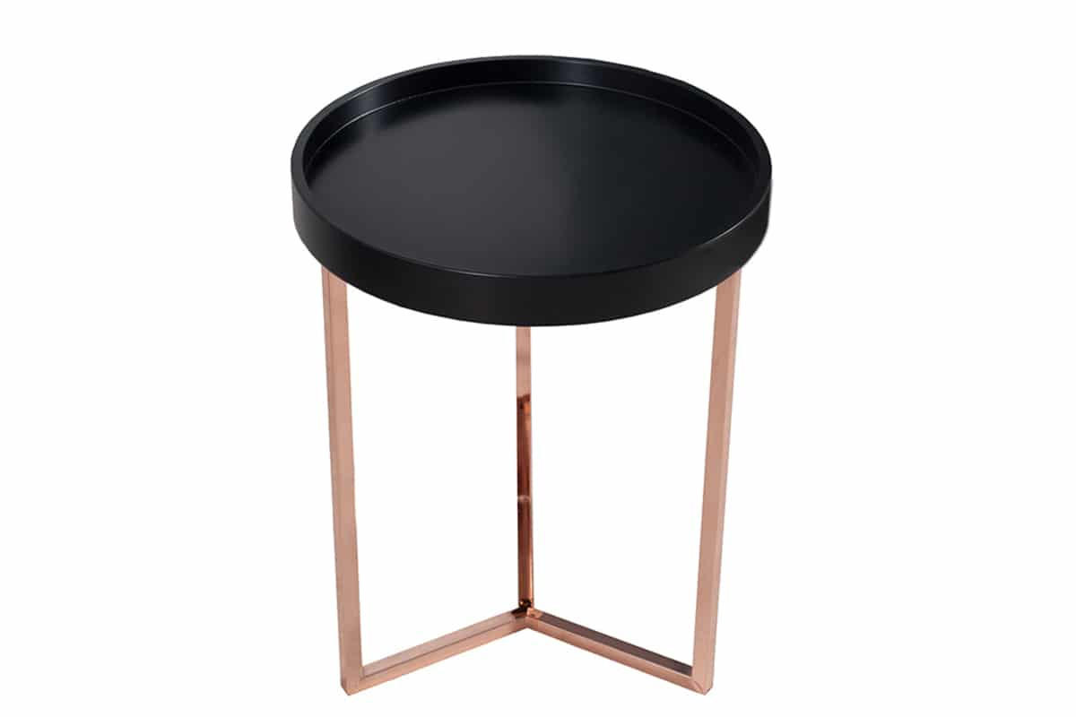 COUCHTISCH MODULAR Schichtholzplatte rund Schwarz 40cm - Schwarz, Holz/Metall (40/40/50cm) - riess-ambiente