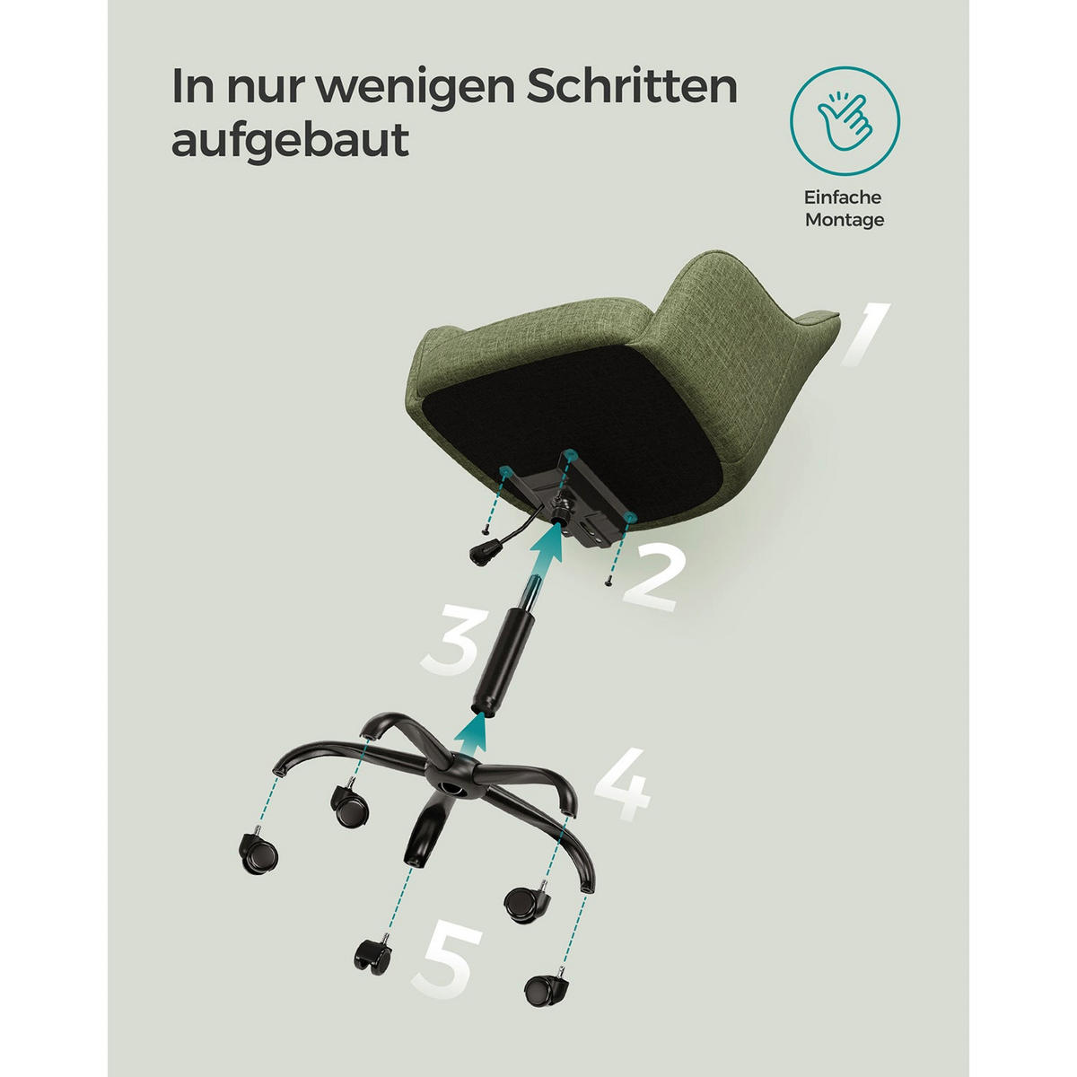 BÜROSTUHL DARWIN - Grün, Holzwerkstoff (65/93/69cm) - Hansiro