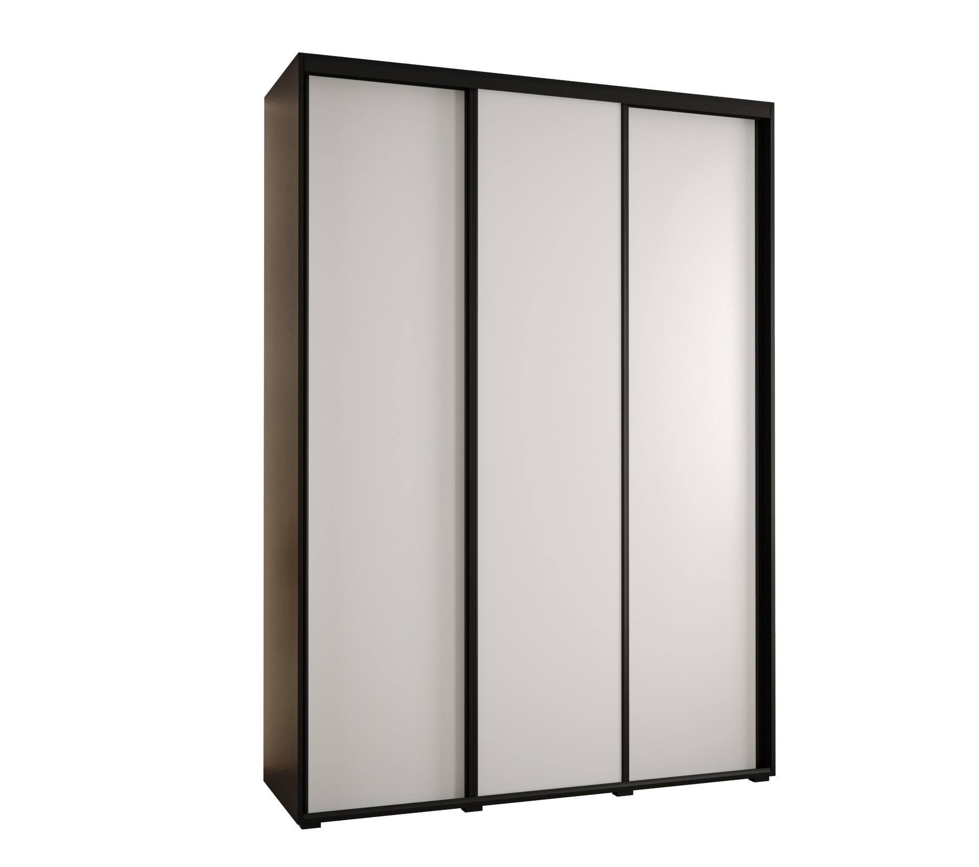 Abiks Möbel Schwebetürenschrank Schwarz, Weiß, Schwarz 170x235x45 cm