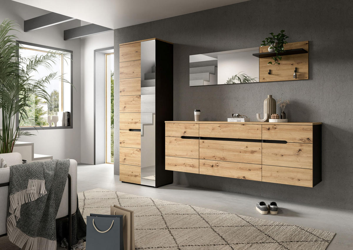 GARDEROBENSCHRANK HÄNGEND Canu Artisan 176/37/60 cm - Grau, Holzwerkstoff (176/60/37cm) - Xonox