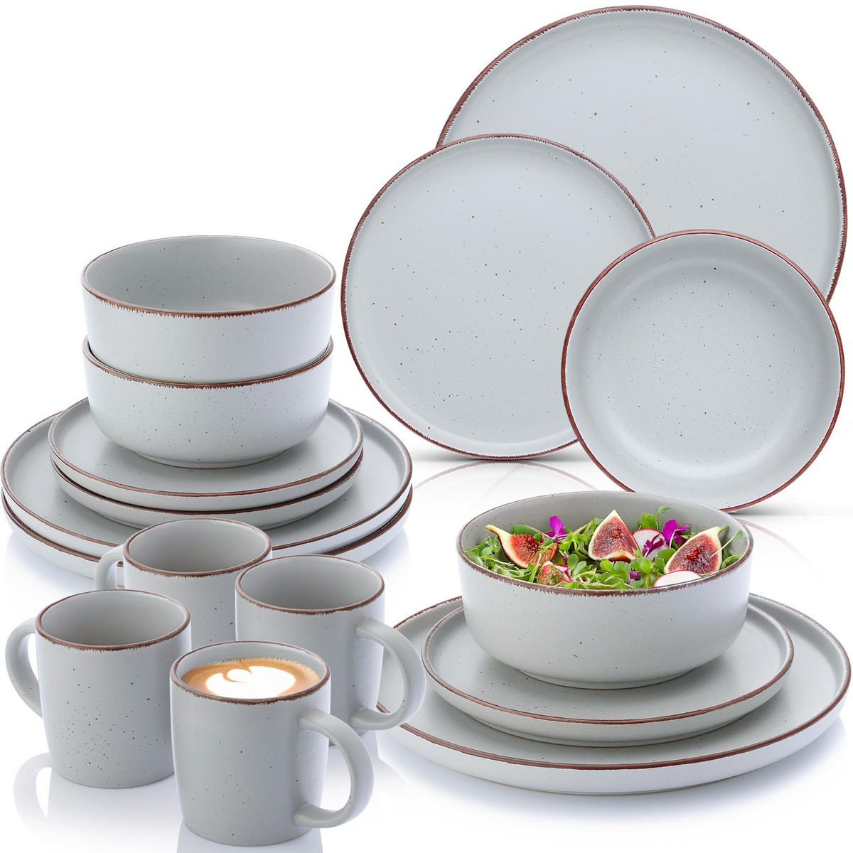 KOMBISERVICE BOMBAY STONE - 16 teilig aus Steingut - Grau, Stein (50/30/80cm) - Sänger