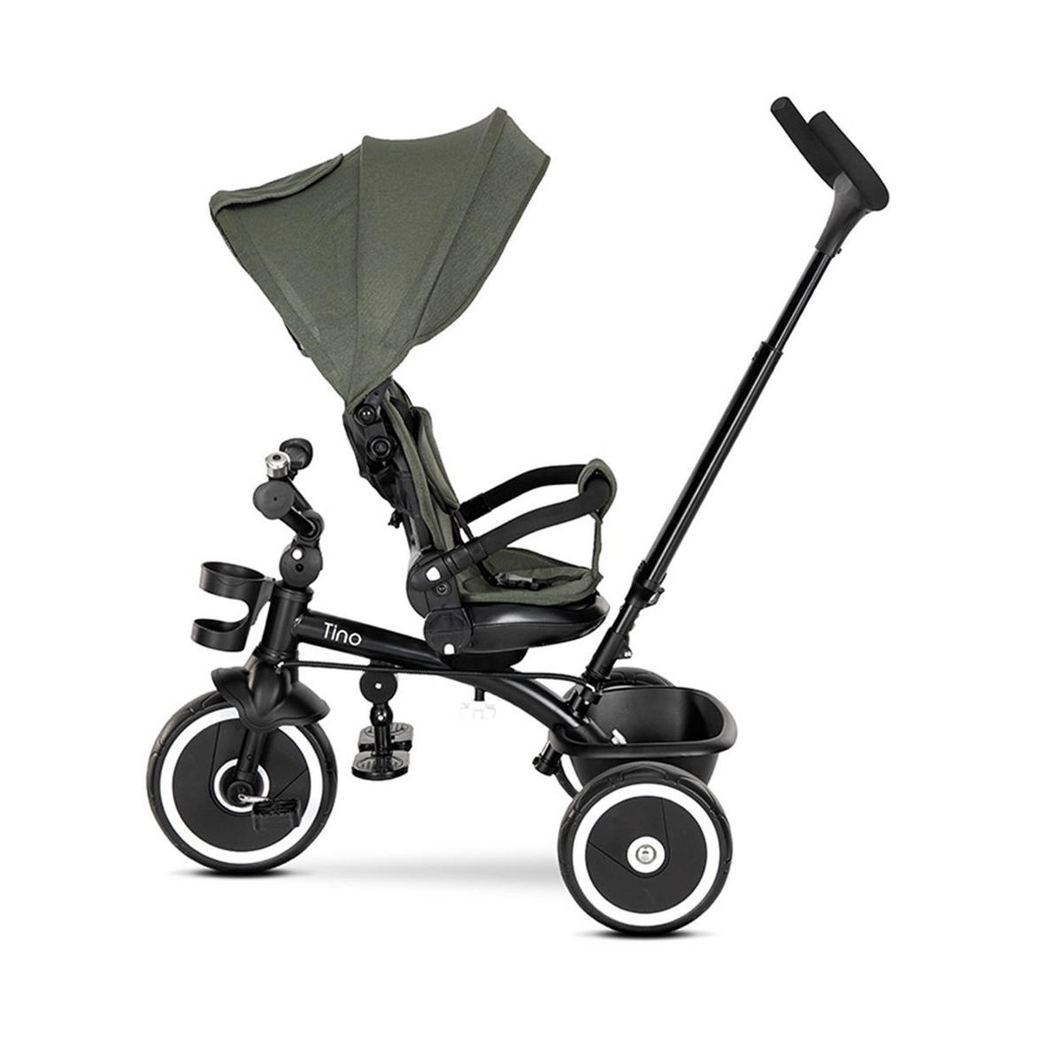 DREIRAD Tino Klingel, Korb grün umbaubar, drehbarer Sitz, Getränkehalter - Grün, Metall (108/55/96cm) - Lorelli