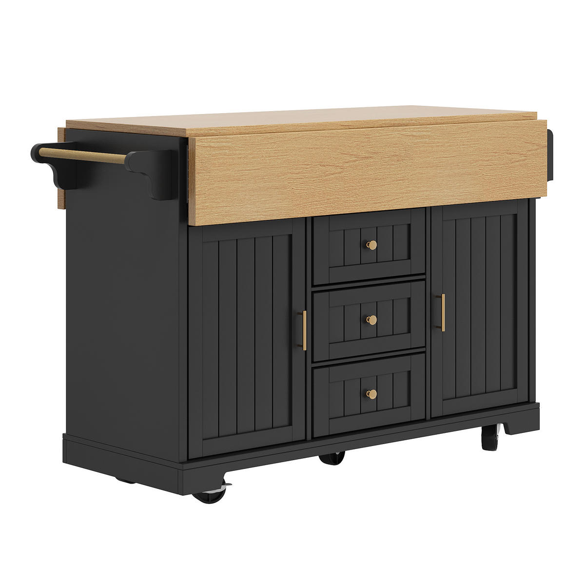 KÜCHENINSEL 120/40/95 cm schwarz aus MDF/Metall klappbar - Schwarz, Holzwerkstoff (120/95/40cm) - OKWISH