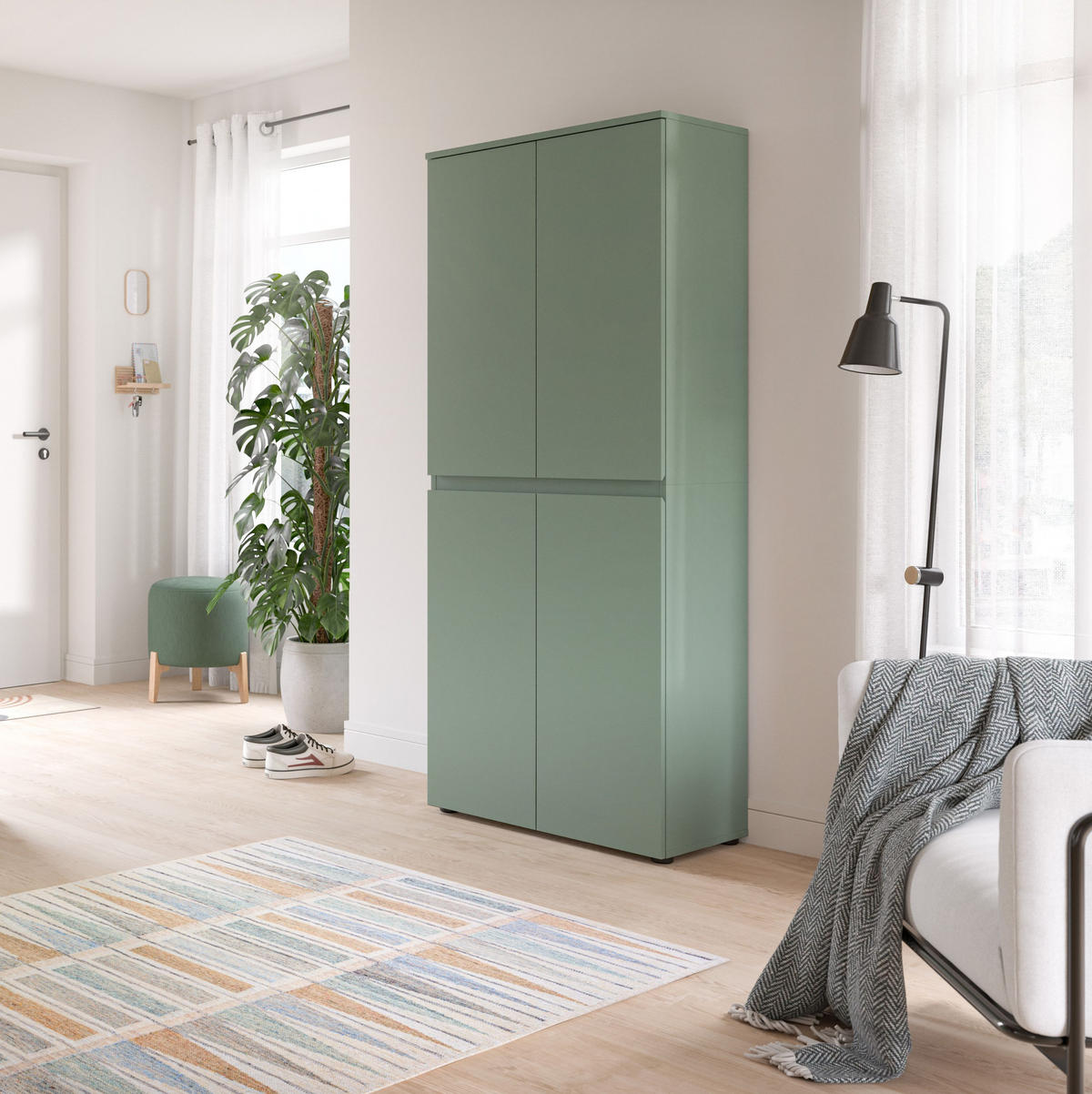 UNIVERSALSCHRANK SCARPA (B/H/T: ca. 70/175/37 cm) in Smoke Green/Smoke Green - Dunkelgrün, Holzwerkstoff (70/175/37cm)