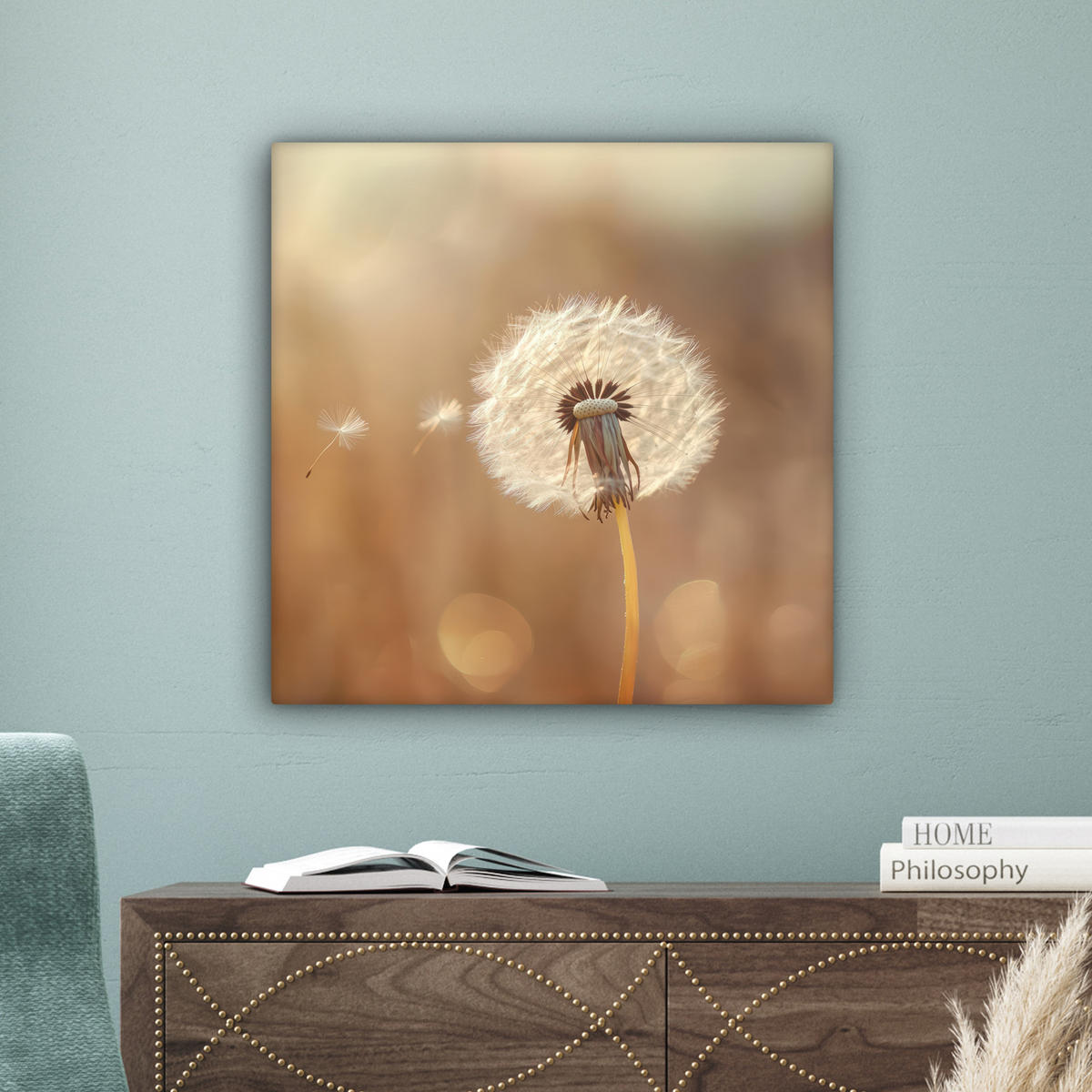 LEINWANDBILD Löwenzahn - Beige - Natur - Blume 50x50 cm - Hellbraun, Textil (50/50cm) - MuchoWow