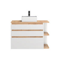 EINZELWASCHTISCH - 94 cm x 50 cm - Holz, Platte, Keramik - Naturfarben Hell, Weiß - ANIDA - Naturfarben/Weiß, Keramik/Holz (94/64/50cm) - Vente-Unique