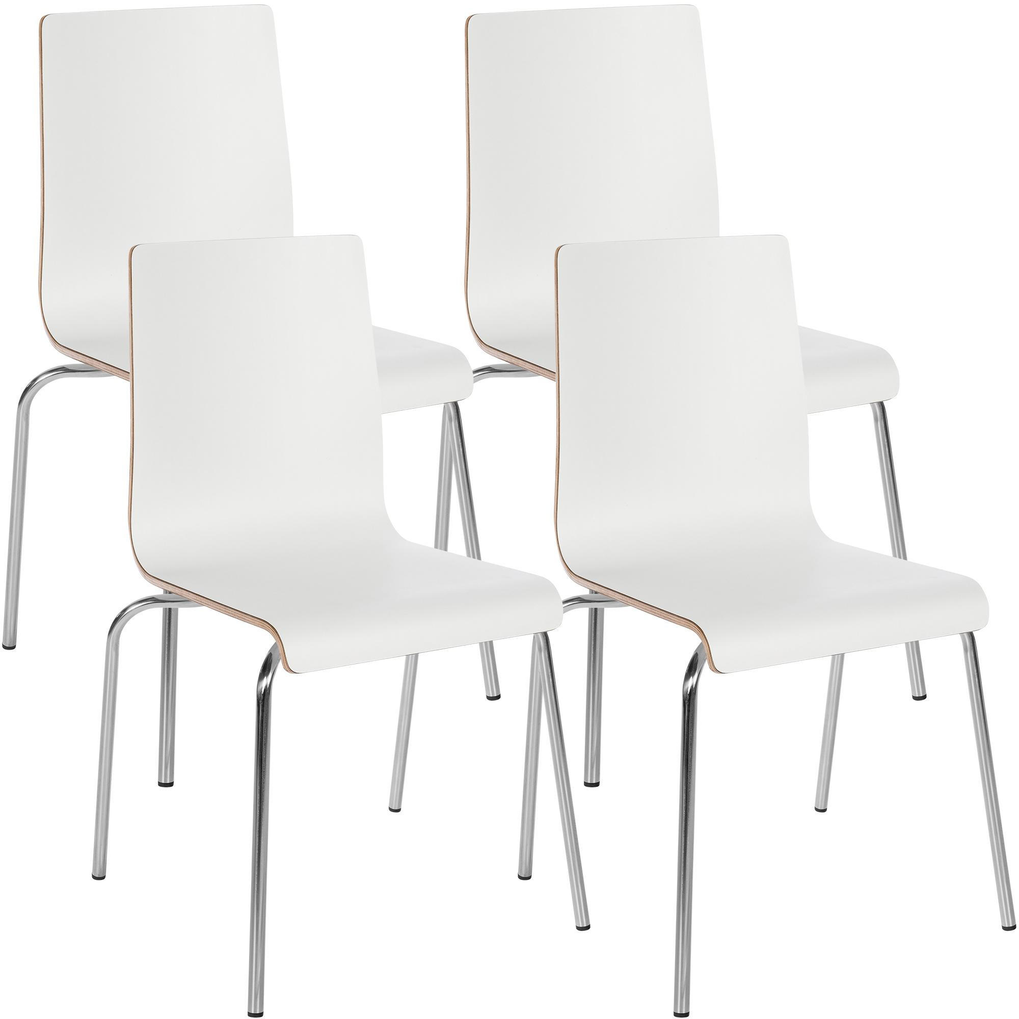BESUCHERSTUHL 4er Set Holz Weiß - Weiß, Holz/Metall (49/85/49cm) - CLP