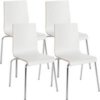 BESUCHERSTUHL 4er Set Holz Weiß - Weiß, Holz/Metall (49/85/49cm) - CLP