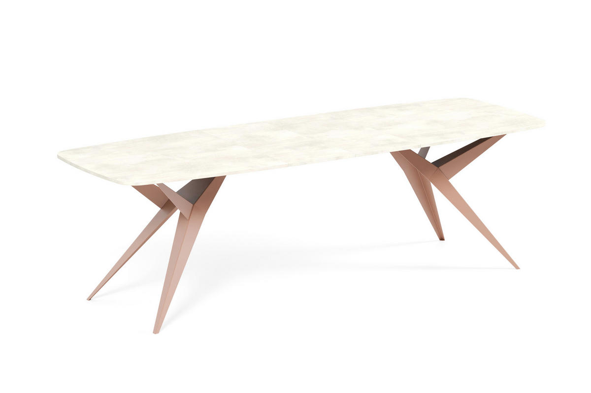 ESSTISCH AXIS - Creme/Kupferfarben, Holzwerkstoff/Metall (90/180/76cm) - Meblini