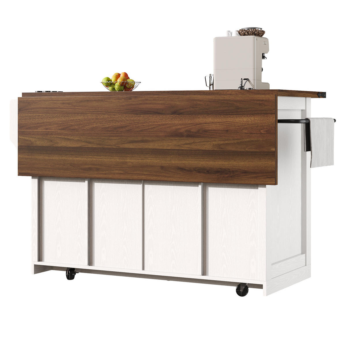 KÜCHENINSEL Küchenwagen Ausziehbare Arbeitsplatte Weiß - Weiß, Holzwerkstoff (120.2/91.5/45.3cm) - FLIEKS