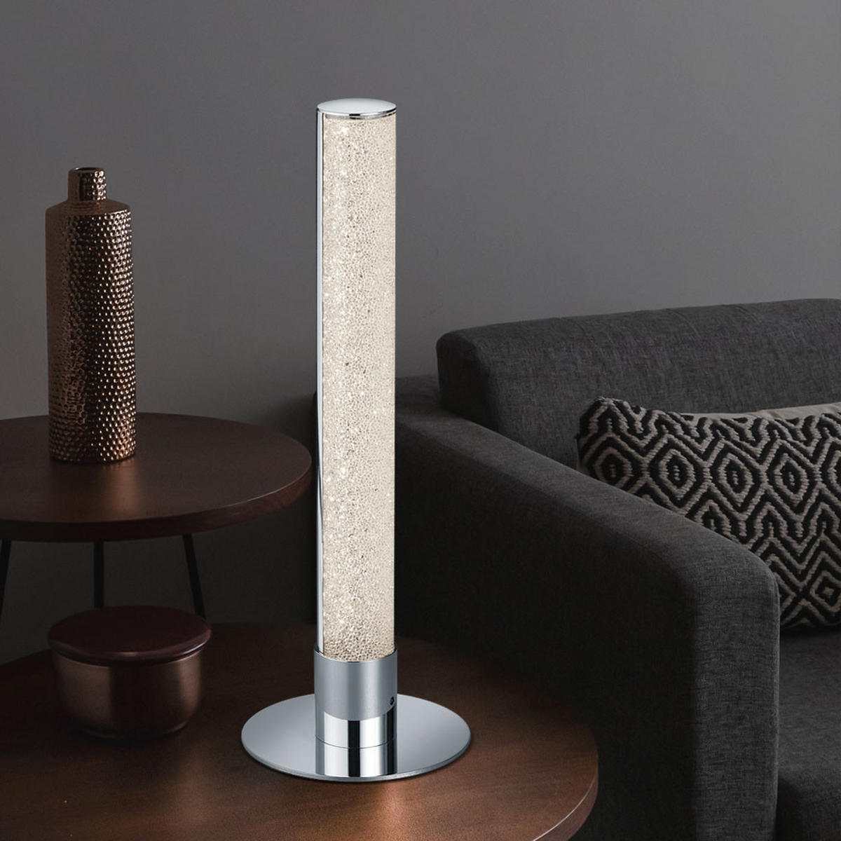 LED TISCHLEUCHTE Leia Silber Chrom - Silberfarben, Metall (15/15/40cm)