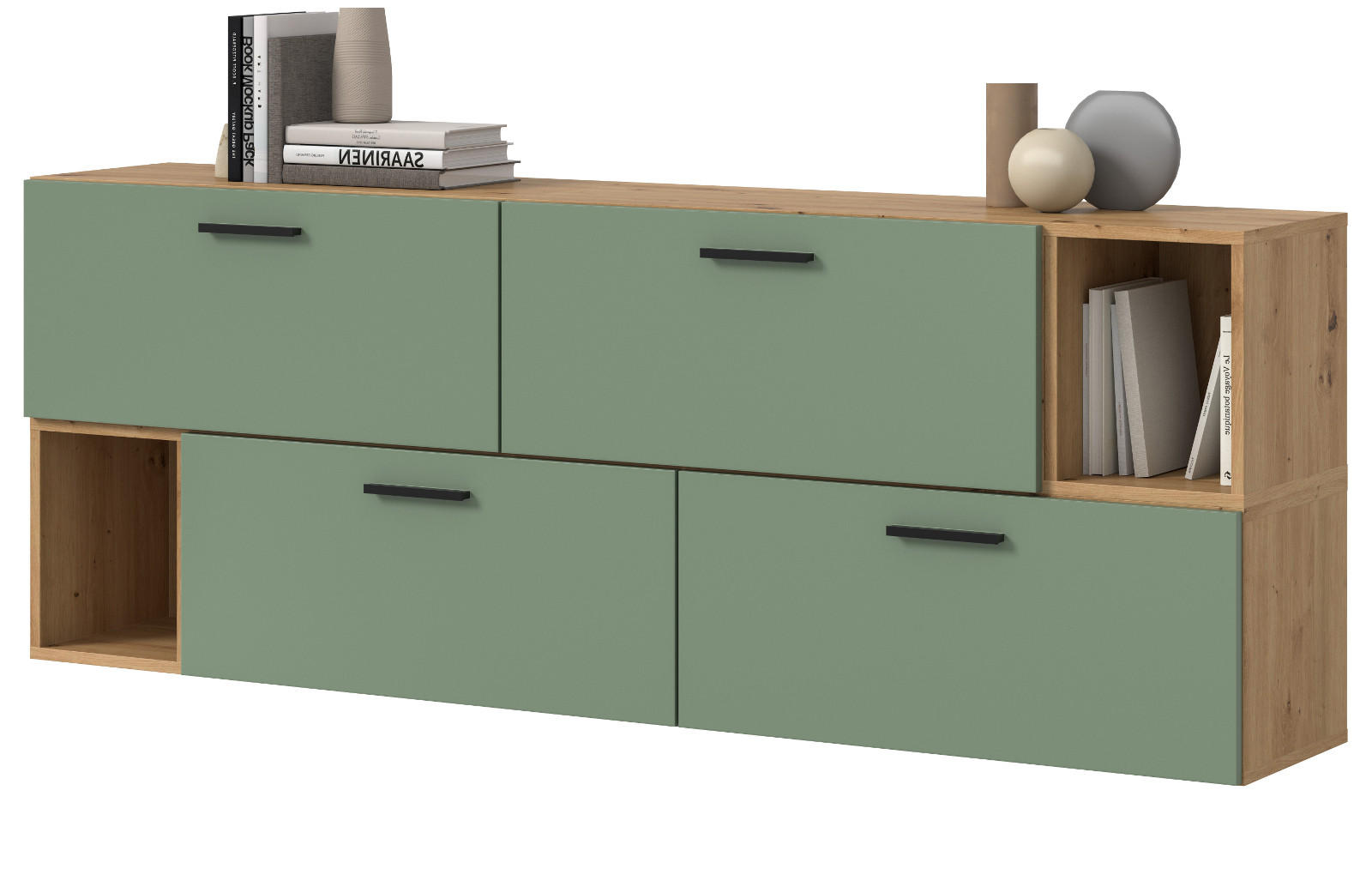 Inn.Furn Sideboard Eiche Artisan, Grün 176x65x34 cm