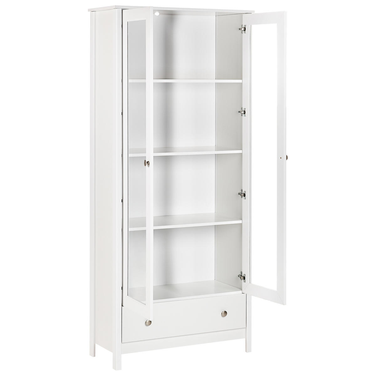 VITRINE mit Glastüren 80 cm Weiß Nornalup - Weiß, Holzwerkstoff (80/180/35cm) - Beliani