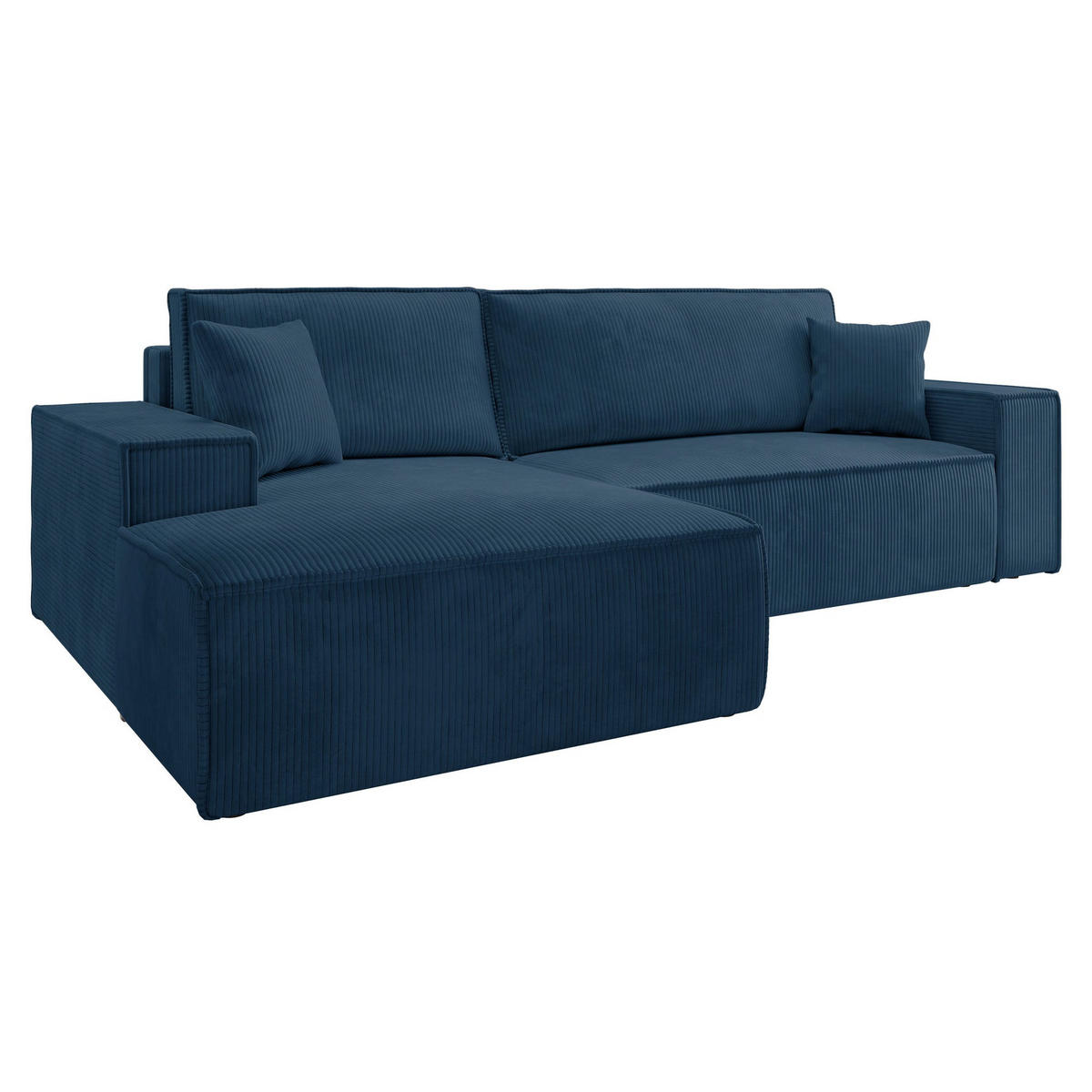 ECKSOFA Farese Dunkelblau mit Cordbezug, links - Schwarz/Dunkelblau, Kunststoff/Textil (267/167cm) - Selsey