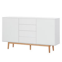 SIDEBOARD - Breite 160 cm - Eichefarben/Weiß, Holzwerkstoff (160/90/40cm) - home24